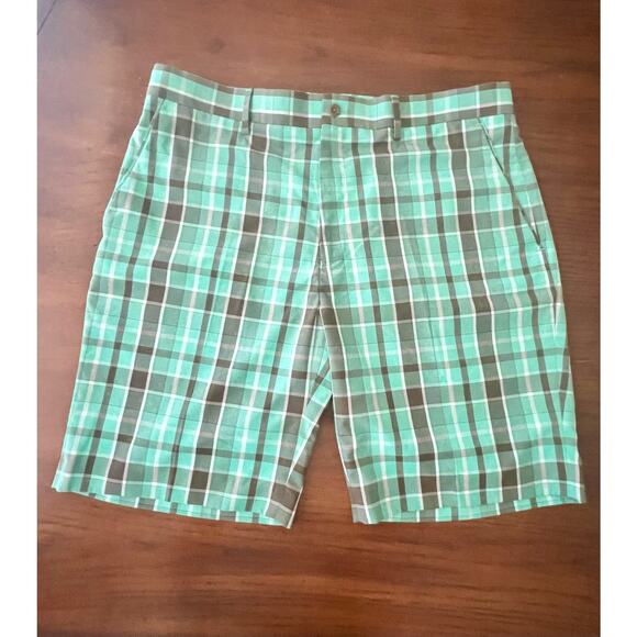 Men's Louis Raphael Plaid Golf Shorts Size 36 Waist Casual Flat Front - Picture 10 of 10